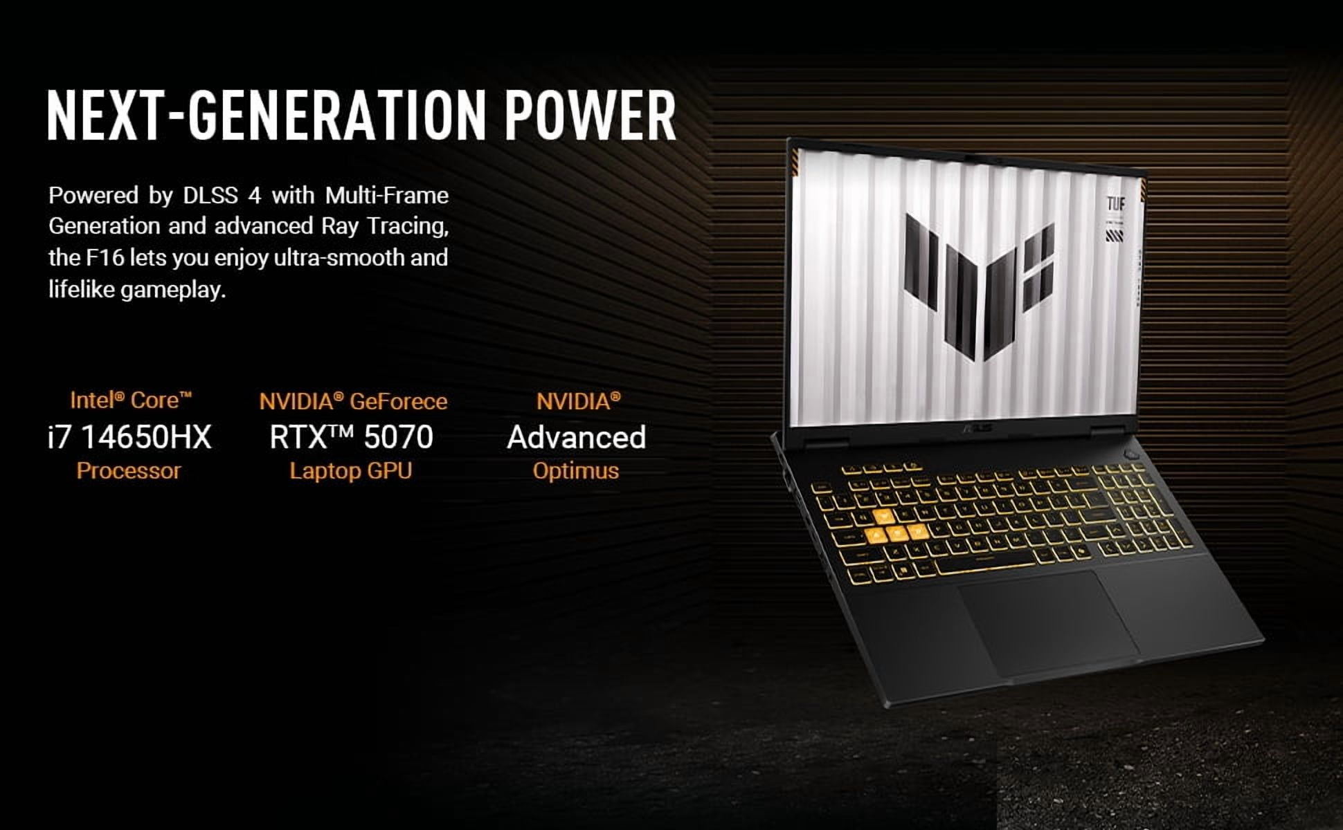 ASUS TUF F16 16" Gaming Laptop, 1920 x 1200 FHD+ 165Hz Display, 14th Gen Intel 16-Core i7-14650HX, NVIDIA GeForce RTX 5060 8GB GDDR7, RGB Backlit KB, Win11 Home(32GB DDR5 | 1TB SSD)