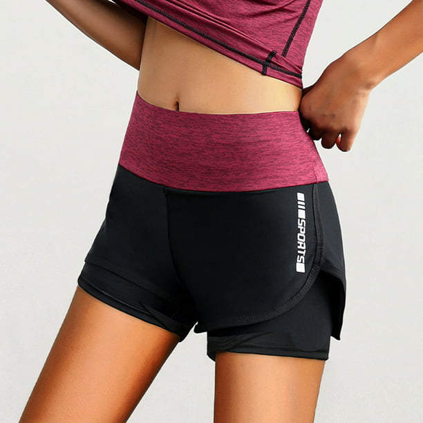 Workout Shorts for Womens Casual Patchwork Stretch Clothes Sport Strethcy  Yoga Pants 