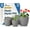 Gray, variant on Yellow Plant Pots with Drainage Holes & Saucers 5 Packs, Indoor & Outdoor Stackable Plastic Planters in Multiple Sizes for Houseplants & Flowers, Durable & Weatherproof Materials, Matte Finish