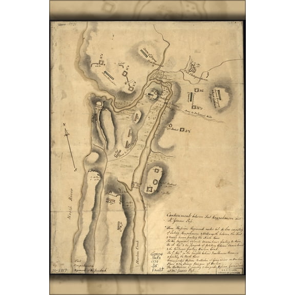 24"x36" Gallery Poster, map of British troop locations new york 1778