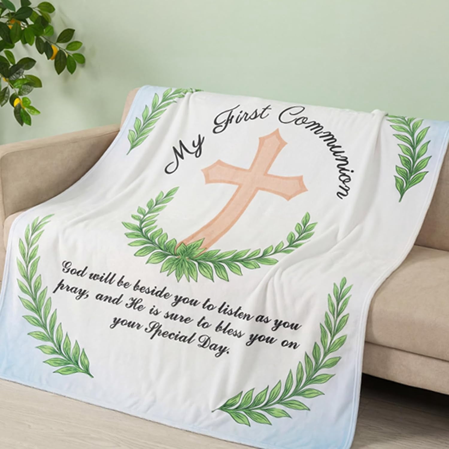 First Communion Gifts Blanket Baptism Gifts My First Communions Throw Blanket Christian Inspirational 1st Communion Gift for Women Men Christening Catholic Birthday Present