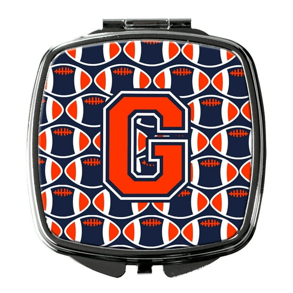 Letter G Football Orange Blue and white Compact Mirror CJ1066-GSCM