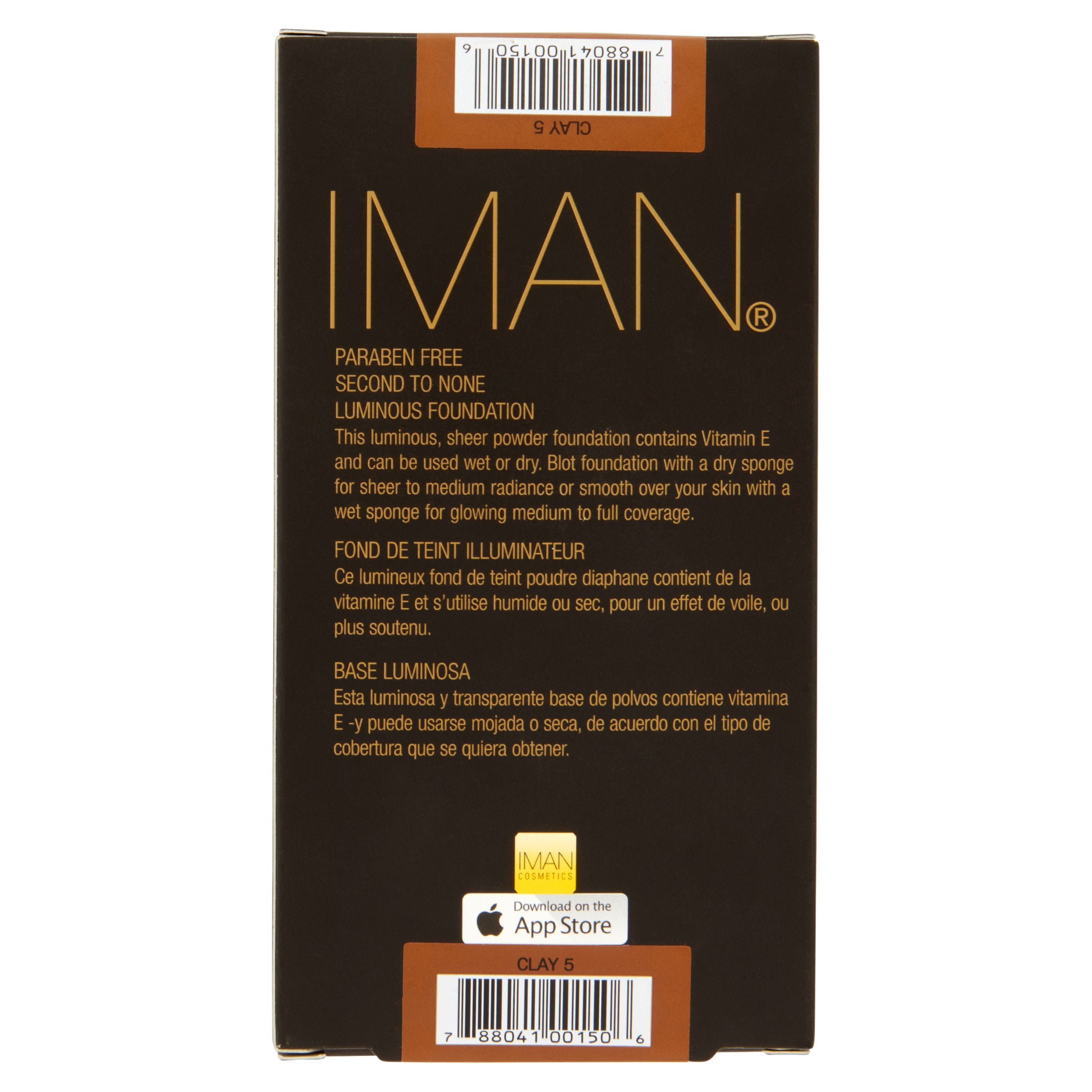 IMAN Cosmetics Second to None Luminous Foundation, Medium Deep Skin, Clay 5, 0.35 Oz