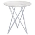 thumbnail image 5 of Pemberly Row Metal Faux Marble Round Top Bar Table White and Chrome, 5 of 8