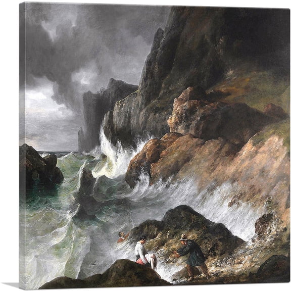 ARTCANVAS Stormy Coast Scene After a Shipwreck 1820 Canvas Art Print by Horace Vernet - Size: 12" x 12" (0.75" Deep)
