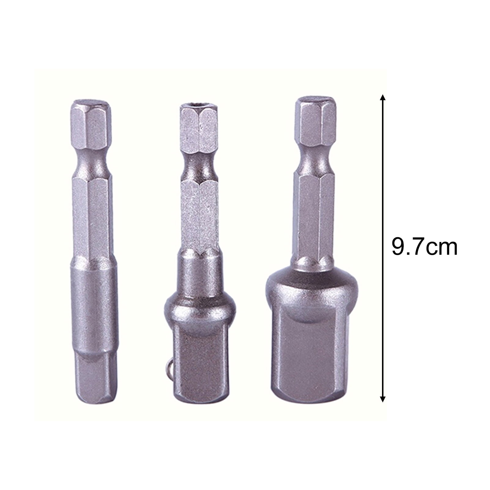 Limei 3Pcs/Set Quick Change Chuck Socket Adapter Adaptor 1/4" Hex Shank to 3/8" Set