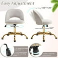 thumbnail image 6 of CZMJY Stylish Vanity Chair with Back, Girl Desk Chair with Silent Wheels and Velvet, Grey, 6 of 10