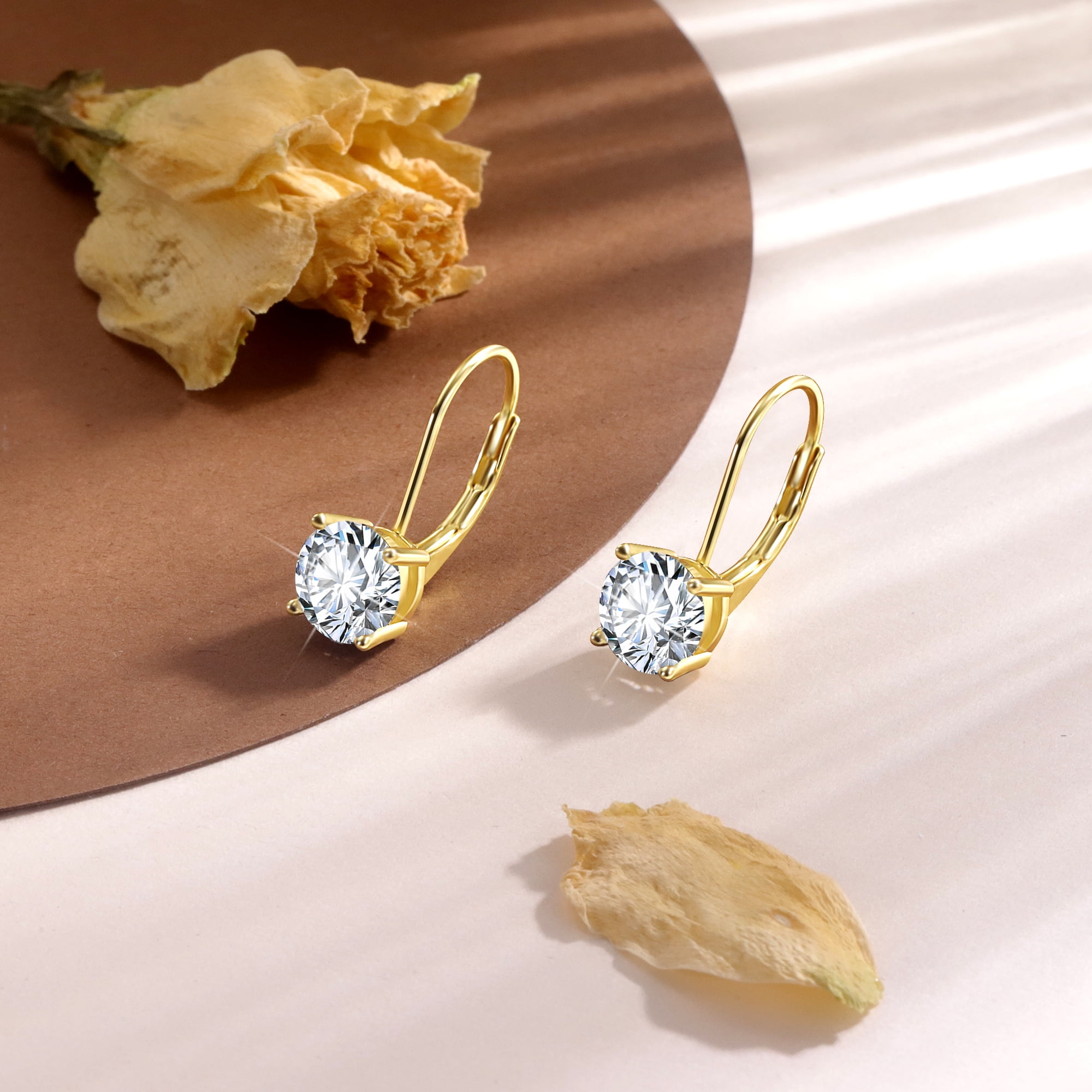 Moissanite Stud Diamond Earrings for Women Men,0.5ct-1ct D Color 14K Gold Plated Stud Moissanite Earrings Birthday Day Gifts for Women