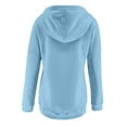 thumbnail image 5 of XMMSWDLA Women Casual Hoodies Button Down Shirt V Neck Sweatshirt Pullover Hooded Tops with Pockets Cropped Sweatshirt Cropped Sweatshirt Light Blue XL, 5 of 5