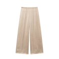 thumbnail image 3 of HH TRAF Pantalones de mujer con bolsillos sueltos, cintura elástica, cintura alta, pierna ancha, lisos, textura satinada, efecto arrugado, pantalones para mujer, 3 of 4