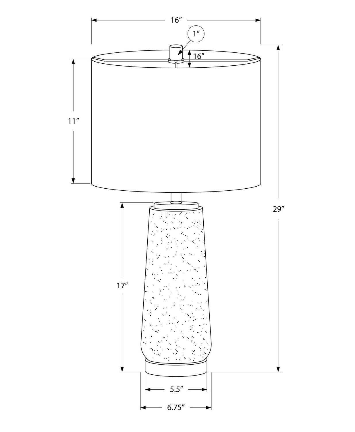 Monarch Specialties Lighting, 29"h, Table Lamp, Grey Resin, Ivory / Cream Shade, Modern