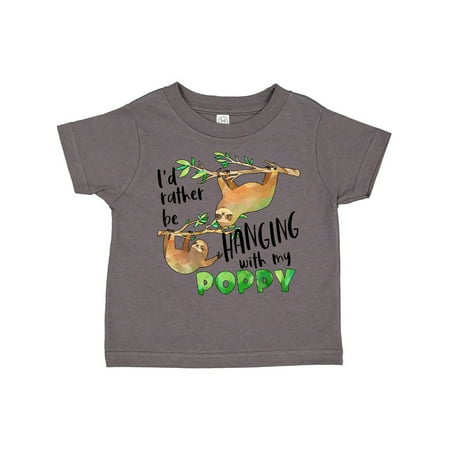 

Inktastic Id Rather Be Hanging with My Poppy- Cute Sloths Gift Toddler Boy or Toddler Girl T-Shirt