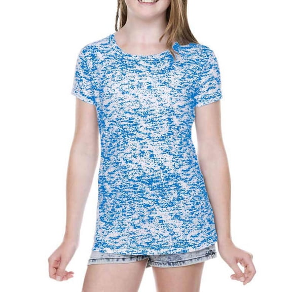 Kavio! Girls 7-16 Static Jersey Print Crew Neck Short Sleeve Island Blue S