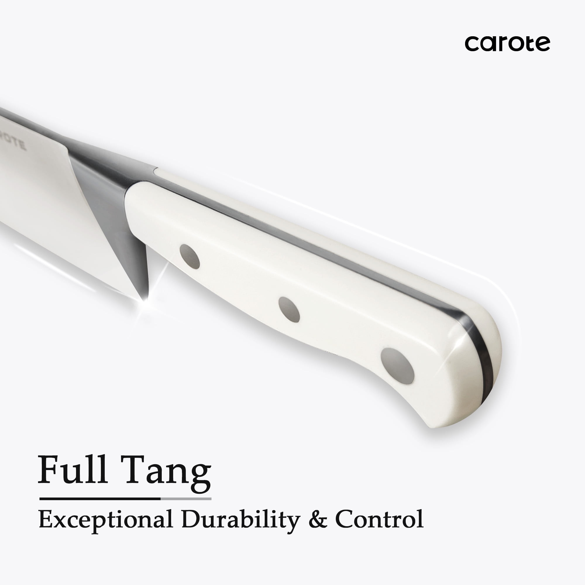 Carote 14 Pcs Knife Set with Wooden Block Stainless Steel Knives with Ergonomic Handle, Forged  (图5) Carote 14 Pcs Knife Set with Wooden Block Stainless Steel Knives with Ergonomic Handle, Forged  (图5)