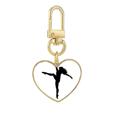 thumbnail image 1 of Dance Sports Dancer Performance Art Gold Heart Keychain Metal Keyring Holder, 1 of 3