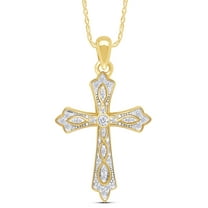 1/6 Carat CT Natural Diamond Round Cut In 14k Yellow Gold Over Sterling Silver Cross Pendant Jewelry For Womens