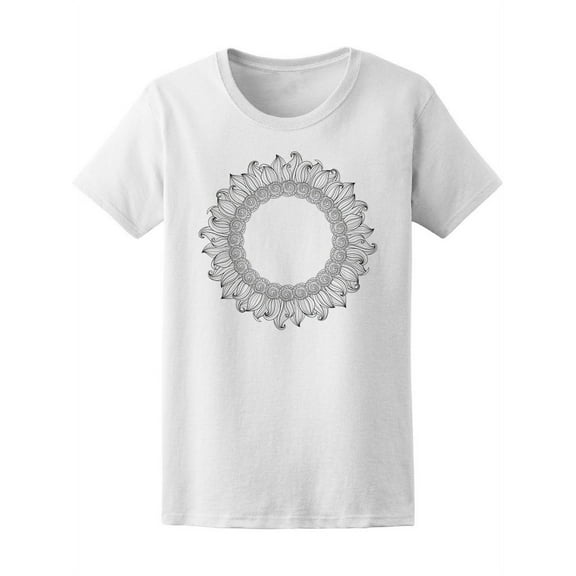 Cute Sunflower Mandala T-Shirt Women -Image by Shutterstock, Female Medium