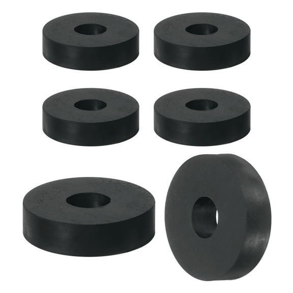 6Pack Thick Rubber Spacer, 1-1/2 Inch OD x 1/2 Inch ID x 3/8 Inch Thickness