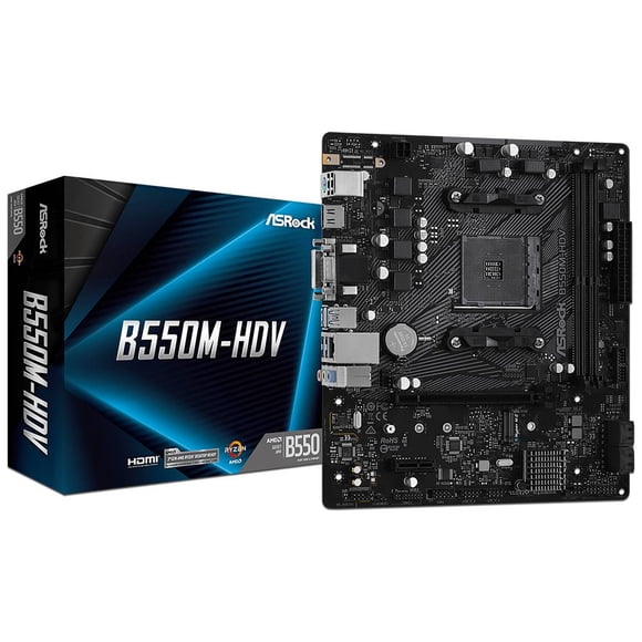 T. Madre ASRock B550M-HDV, Chipset AMD B550,Soporta: AMD Ryzen 3ra ASRock B550M-HDV