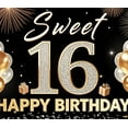 thumbnail image 4 of Yatrandify Pink Sparkle Birthday Banner Sweet 16 Celebration Decorative Design Balloon Gifts for Teen Party Girls Event, 4 of 8