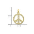 thumbnail image 3 of 14K Yellow Gold Textured Peace Sign Charm Pendant Necklace with Chain for Men, 3 of 5
