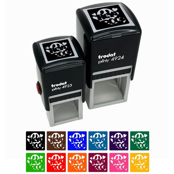 Hey Boo Ghost Halloween Self-Inking Rubber Stamp Ink Stamper - Black Ink - Small 1 Inch