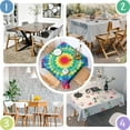 thumbnail image 4 of Colorful Tie Dye Blossom Pattern Square Tablecloth,Waterproof Square Table Cover,Wipeable Spillproof Washable Table Cover for Home Kitchen Party Decor 52"x52"(132x132cm), 4 of 6