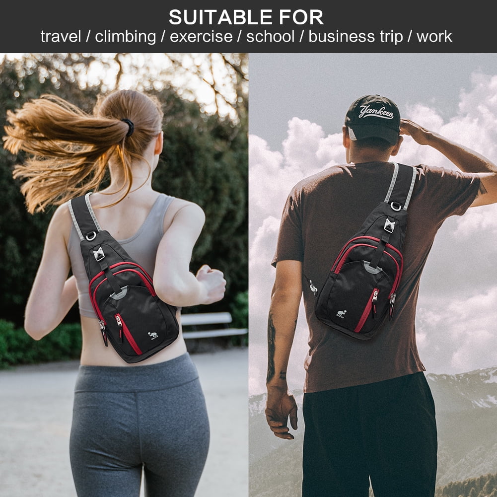 OIWAS Sling Bag Crossbody Chest Pack for Men Women, Lightweight Travel Daypack, Black