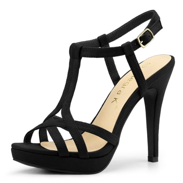 BLISSFUL STEP Sandales à Talons Plateforme à Bride en T à Bride Arrière pour Femmes