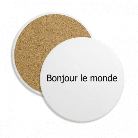 

Hello World French Coaster Cup Mug Tabletop Protection Absorbent Stone