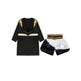 thumbnail image 3 of Raenseen Kids Boys Boxing Gown Hooded Robe Boxing Outfit Long Sleeve Metallic Satin Robe Hooded Cloak White&Black 6, 3 of 9