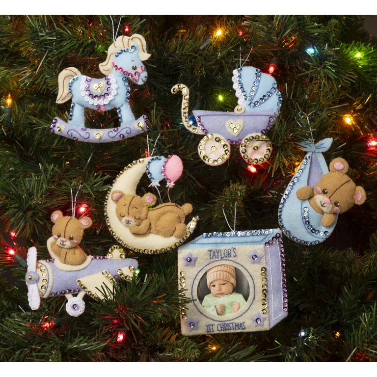 Bucilla Felt Ornaments Applique Kit Set of 6 - Teddy Bear Traditions