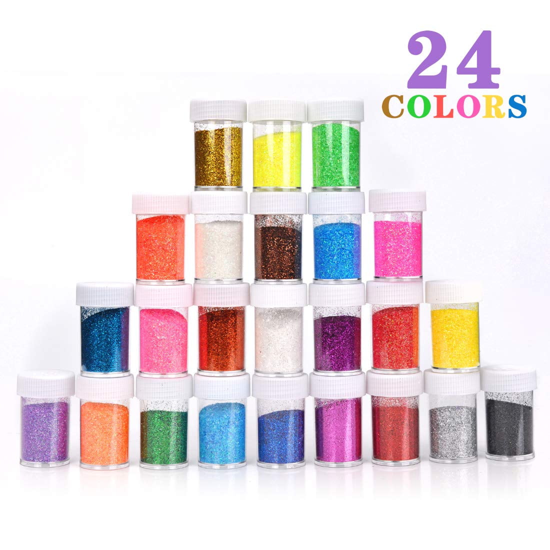 Glitter Powder 24 Colors Magic Powder Flash Powder Sequins Nail Art Make Up Glitter Shimmer Dust Power Decoration (18g/ 0.63oz Each)