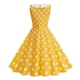 thumbnail image 3 of YTCAMLO 50s Style Womens Midi Dress Classic Tie Neck Swing Dress Vintage Polka Dots A Line Dress Short Sleeve Party Cocktail Dresses, Yellow L, 3 of 5