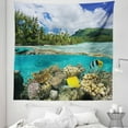 thumbnail image 1 of Island Tapestry, Pacific Ocean French Polynesia Lagoon of Huahine Shore with Corals and Fish, Fabric Wall Hanging Decor for Bedroom Living Room Dorm, 5 Sizes, Multicolor, by Ambesonne, 1 of 1