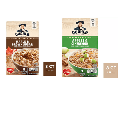 Quaker Instant Oatmeal Maple Brown Sugar 8ct Quaker Instant Oatmeal Apple Cinnamon - 8ct/12.1oz