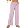 thumbnail image 2 of ylioge Womens Pajama Pants with Pockets and Drawstring Elastic Waist Casual Stripe Printed Breathable Straight Leg Loungewear Pajamas Bottoms Pant, 2 of 8