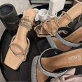 thumbnail image 4 of Plus Size High Heel Banquet Fashion Sandals Women's Summer Square Toe Stiletto Rhinestone Sandals, 4 of 5