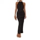 thumbnail image 2 of Vestido de Fiesta para Mujer, con Cuello Halter, Sin Mangas, con Abertura, Textura, Espalda Descubierta, Corte Entallado, Fruncido, Midi, para Cóctel Negro M, 2 of 10