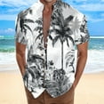 thumbnail image 3 of Playeras Camisa de vacaciones en la playa Camisa de cuello con botones en los puños para hombre (Grey, 3XL), 3 of 4