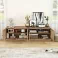 thumbnail image 4 of Gymax 4-Door PE Rattan Media Console Table Farmhouse TV Stand for TVs up to 75'' Oak, 4 of 10