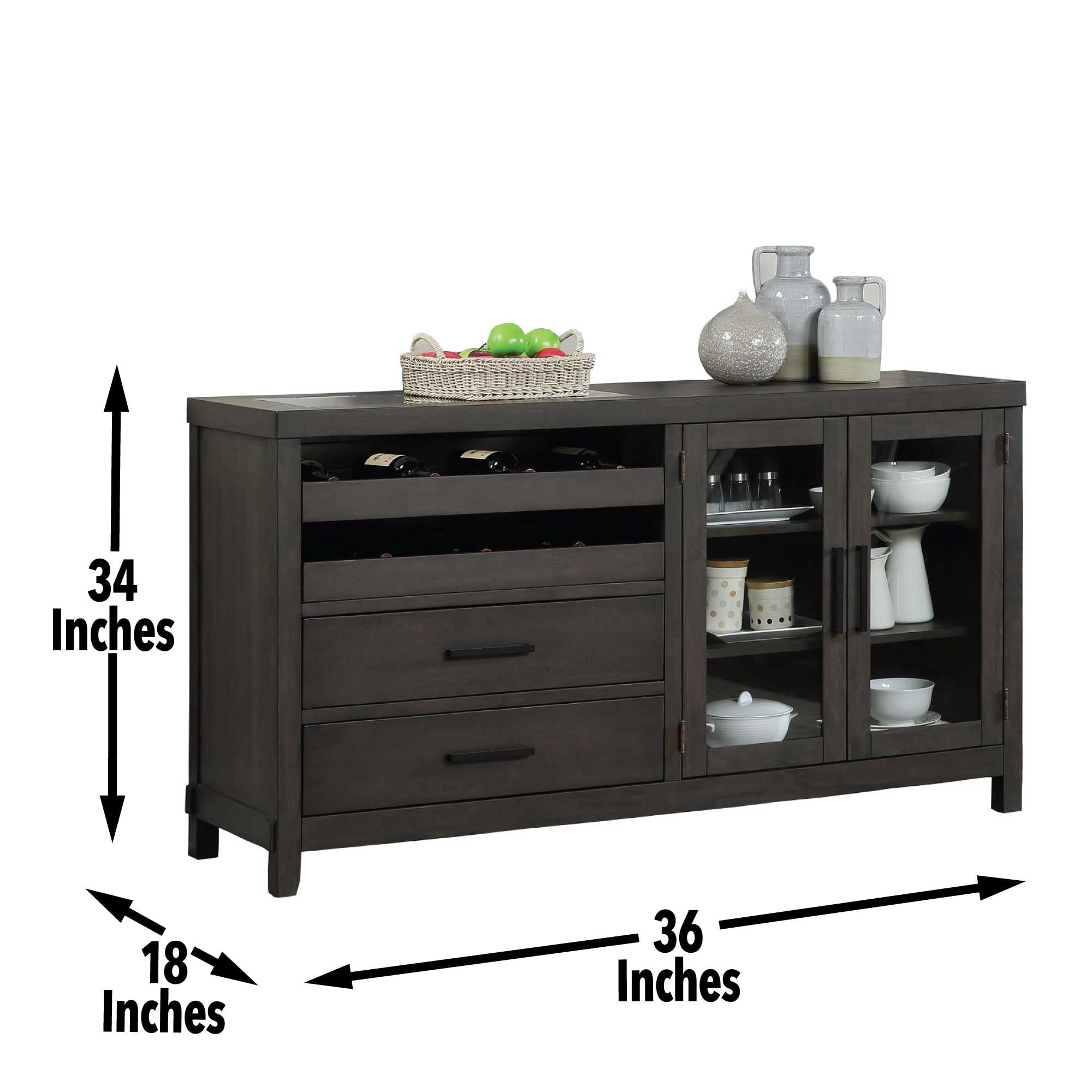 Steve Silver Napa Wood 36" Width Sideboard with Wine Bottle Storage,Dusty Espresso