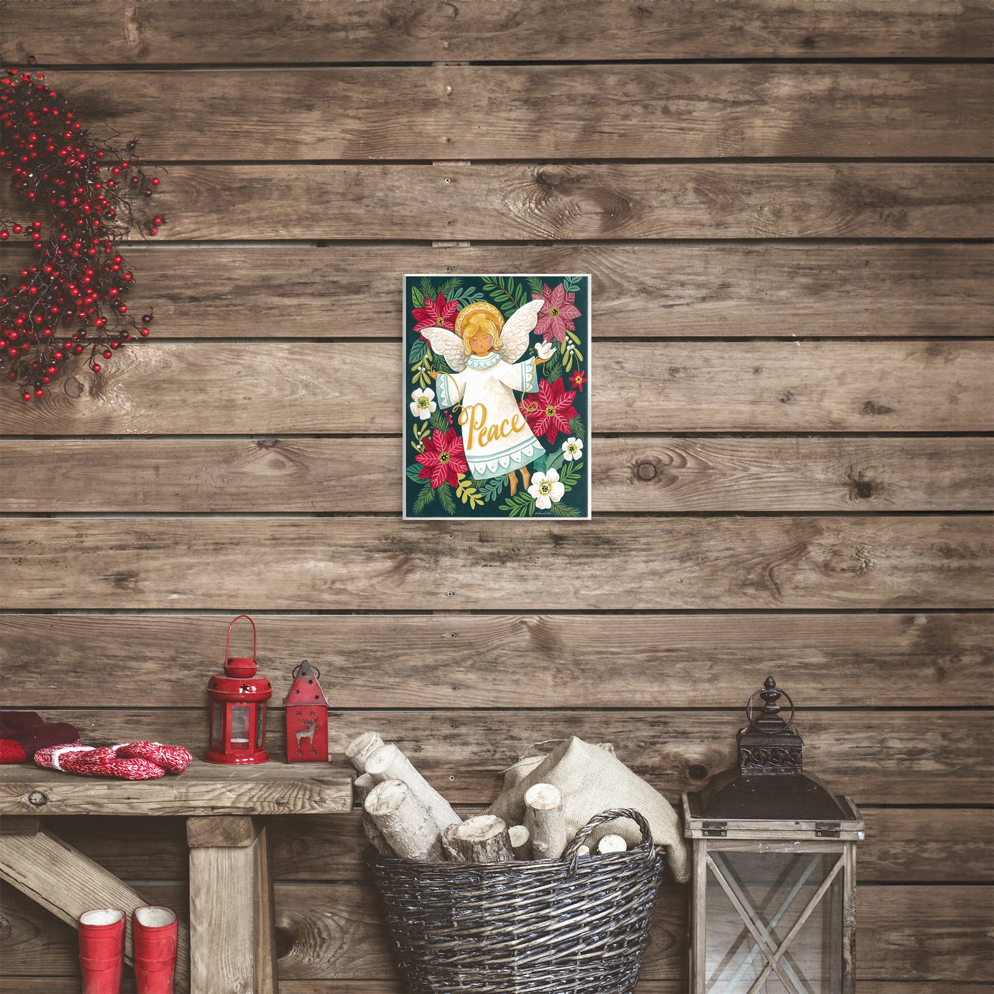 Angel with Peace & Botanicals Wall Plaque Art, design by Diane Kater