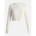 thumbnail image 2 of No Boundaries Cable Knit Pullover Sweater, Lightweight, Women’s, 2 of 2