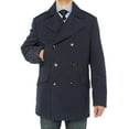 thumbnail image 2 of Mens Navy Blue Coat Luciano Natazzi Double Breasted Topcoat, 2 of 5