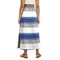thumbnail image 6 of Womens Striped Print Maxi Skirt High-waisted Drawstring Swing Mid-length Side Slits Boho Beach Vacation Long Skirts Gray L, 6 of 6