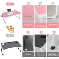 thumbnail image 4 of Laptop Bed Table, Laptop Desk for Bed, Foldable Laptop Bed Desk with USB Charge Port, Handle, Desktop Card Slot, Cup Slot, Side Drawer, Portable Laptop Table for Eating Reading Working, 4 of 6