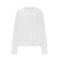 thumbnail image 3 of Tops for Women Long Sleeve Waffle Round Neck Knitted Splicing Shirts Casual Summer Trendy Blouses Cute T-Shirts Outfits Clothes,Plus Size Tops for Women, 3 of 5