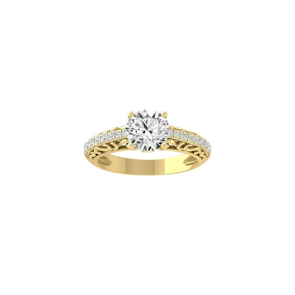 Araiya Fine Jewelry 10K Yellow Gold Round-shape Lab Grown Diamond solitaire Engagement Ring (1 3/4 Cttw, D-F Color, VS1 Clarity) Size 7