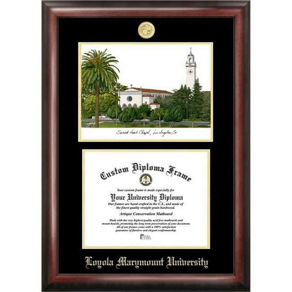 Campus Images CA927LGED-1185 8.5 x 11 in. Loyola Marymount Gold Embossed Diploma Satin Mahogany Frame with Lithograph